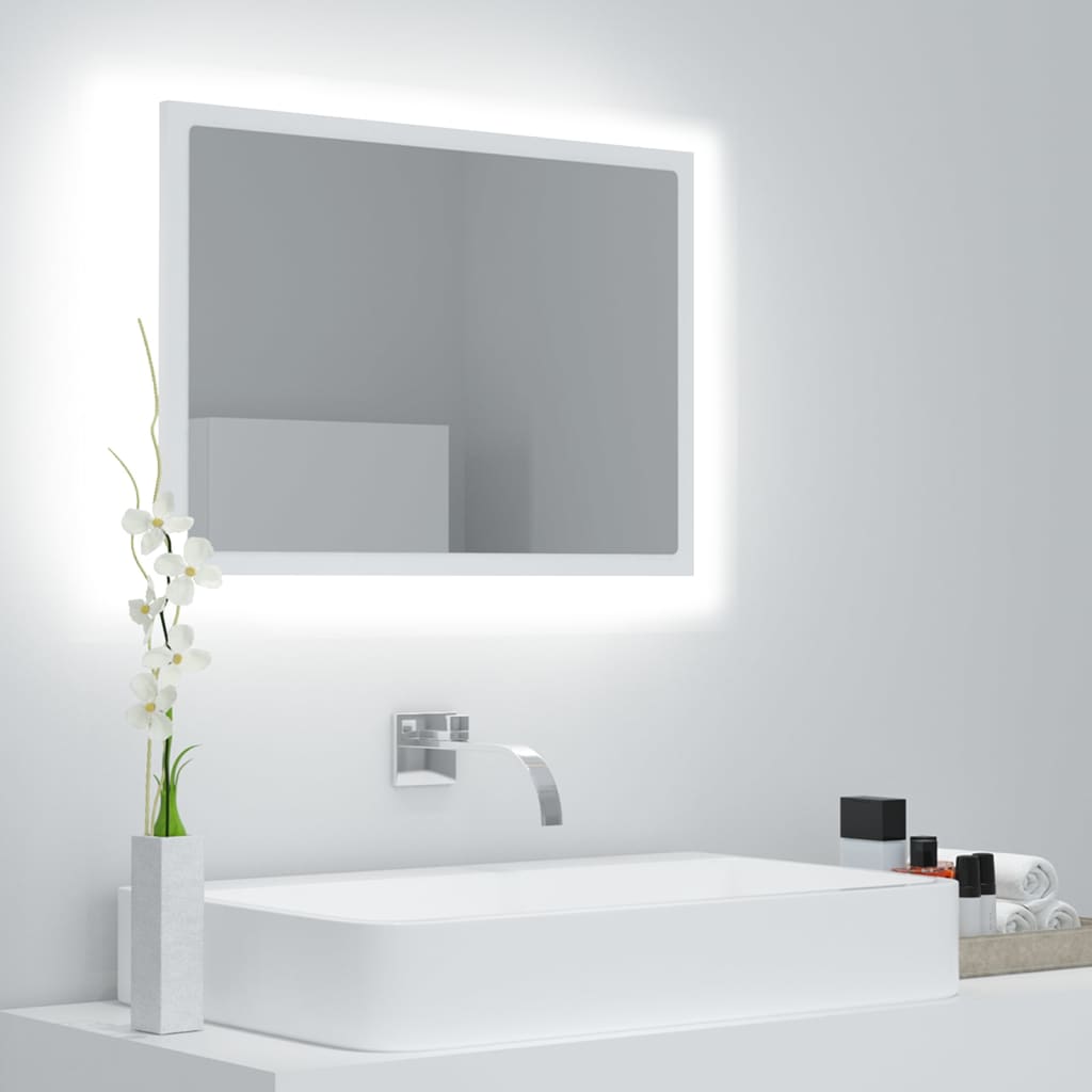 vidaXL Bathroom Mirror LED Wall Mounted Vanity Mirror for Powder Room Acrylic-9