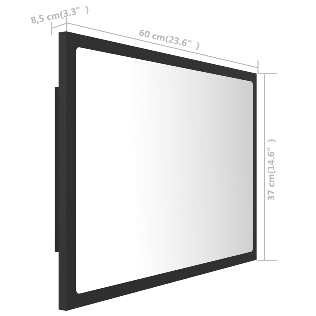 vidaXL Bathroom Mirror LED Wall Mounted Vanity Mirror for Powder Room Acrylic-33