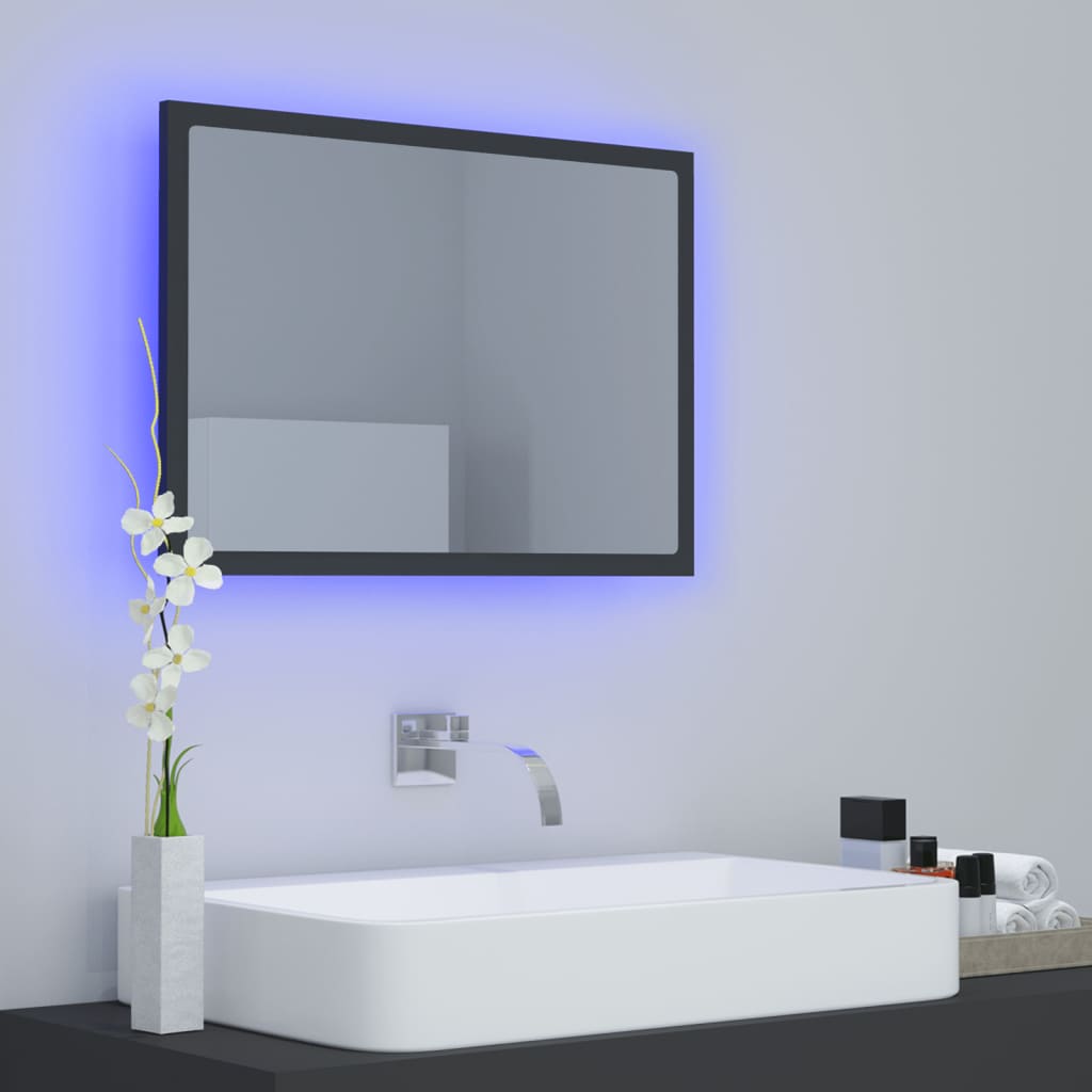 vidaXL Bathroom Mirror LED Wall Mounted Vanity Mirror for Powder Room Acrylic-6