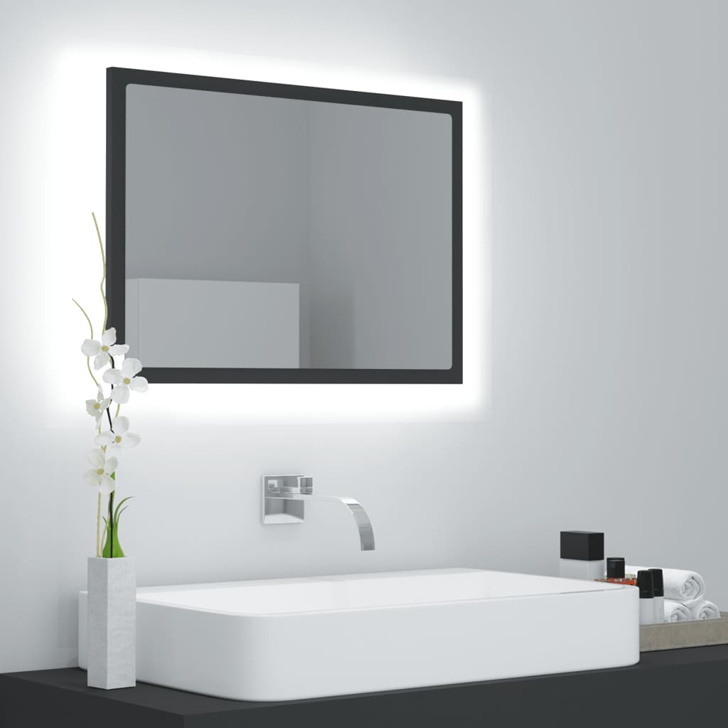 vidaXL Bathroom Mirror LED Wall Mounted Vanity Mirror for Powder Room Acrylic-1