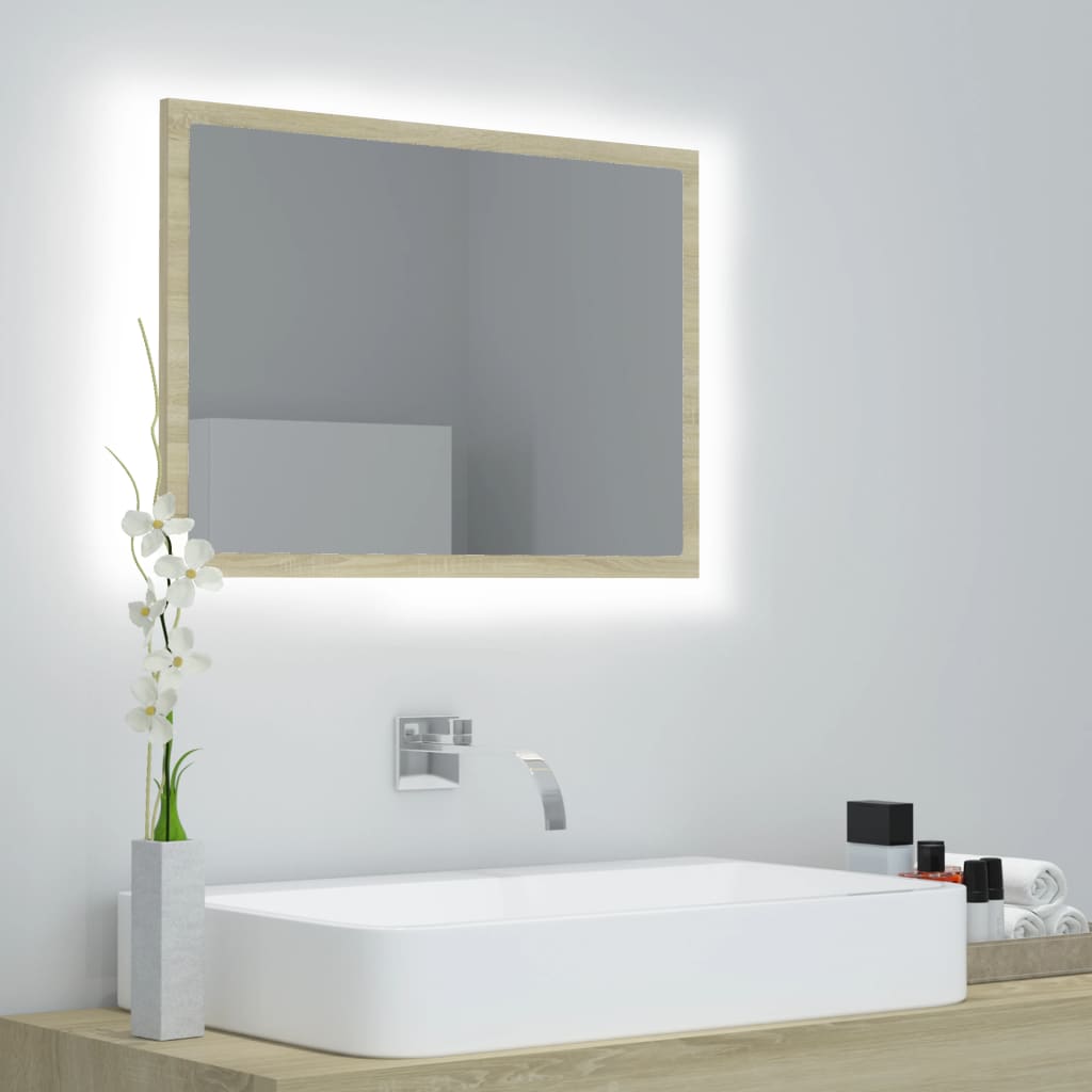 vidaXL Bathroom Mirror LED Wall Mounted Vanity Mirror for Powder Room Acrylic-16