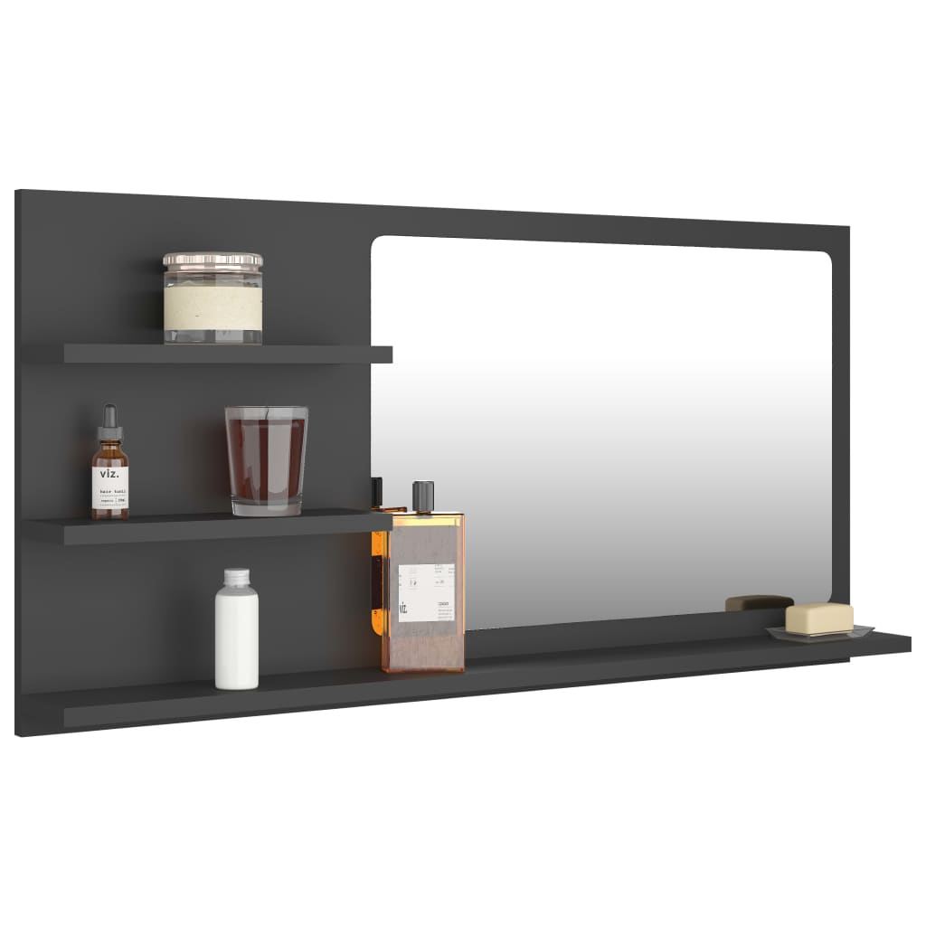 vidaXL Bathroom Mirror Vanity with Shelves for Powder Room Engineered Wood-31