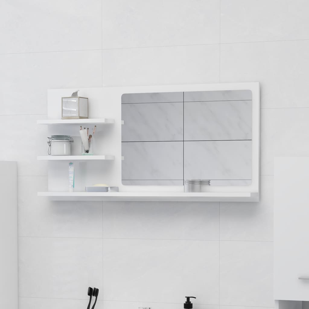 vidaXL Bathroom Mirror Vanity with Shelves for Powder Room Engineered Wood-16