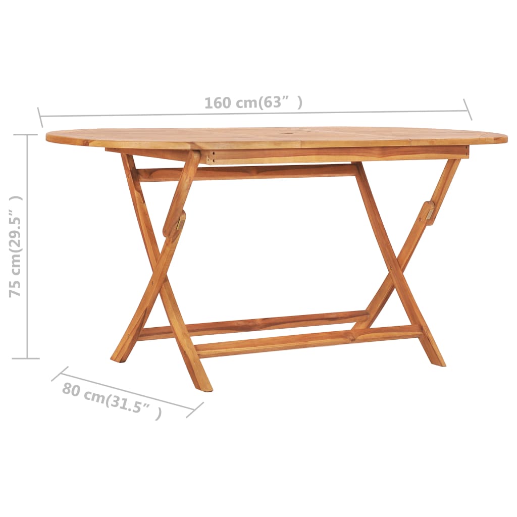 vidaXL 7 Piece Folding Patio Dining Set Solid Teak Wood-6