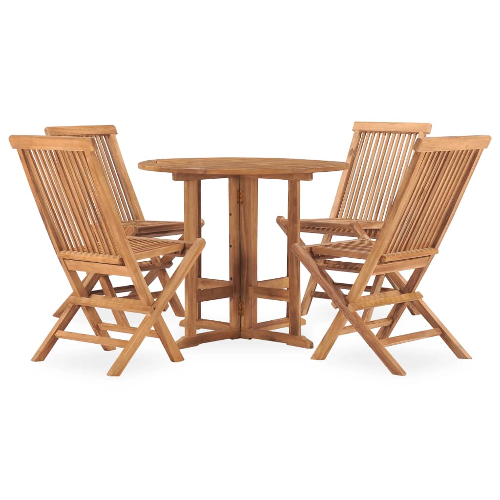 vidaXL 5 Piece Folding Patio Dining Set Solid Teak Wood-0