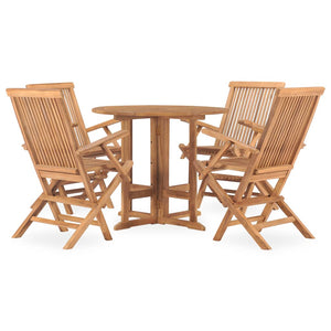 vidaXL 5 Piece Folding Patio Dining Set Solid Teak Wood-0