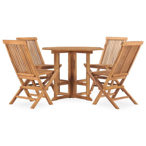 vidaXL 5 Piece Folding Patio Dining Set Solid Teak Wood-0