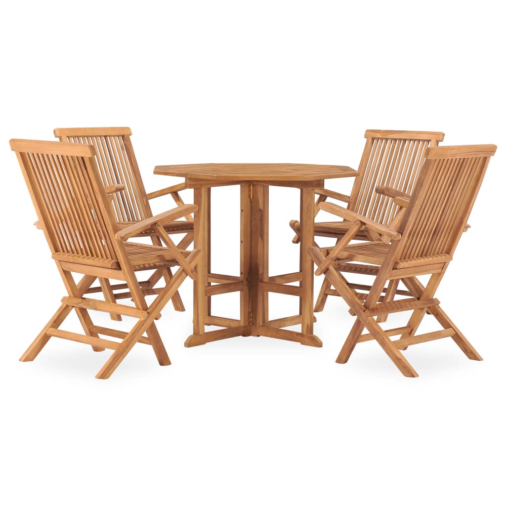 vidaXL 5 Piece Folding Patio Dining Set Solid Teak Wood-0