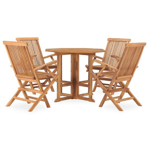 vidaXL 5 Piece Folding Patio Dining Set Solid Teak Wood-0