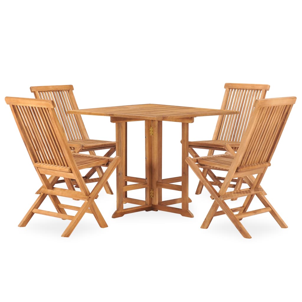 vidaXL 5 Piece Folding Patio Dining Set Solid Teak Wood-0