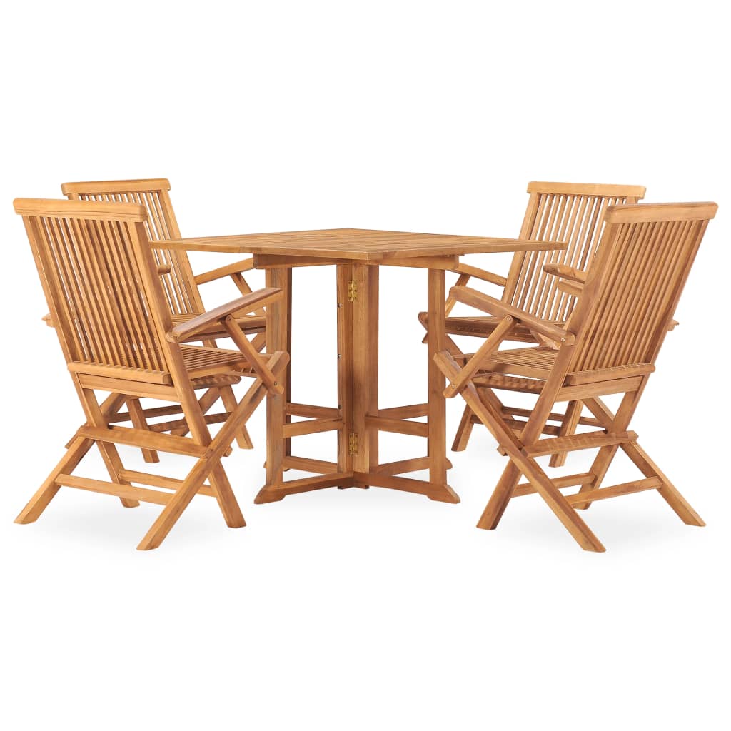 vidaXL 5 Piece Folding Patio Dining Set Solid Teak Wood-0