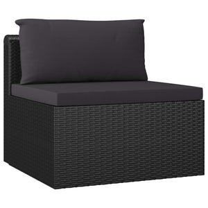 vidaXL 9 Piece Patio Lounge Set with Cushions Poly Rattan Black-6