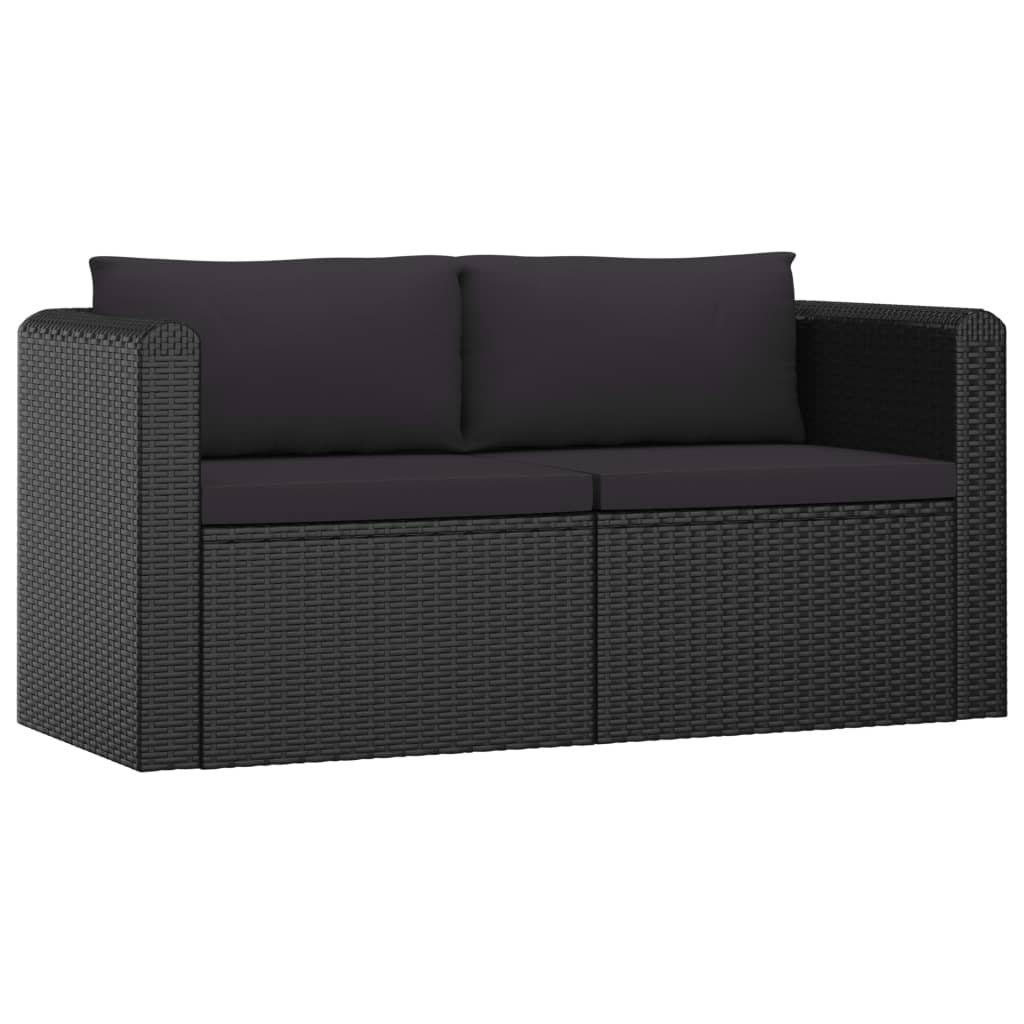 vidaXL 9 Piece Patio Lounge Set with Cushions Poly Rattan Black-9