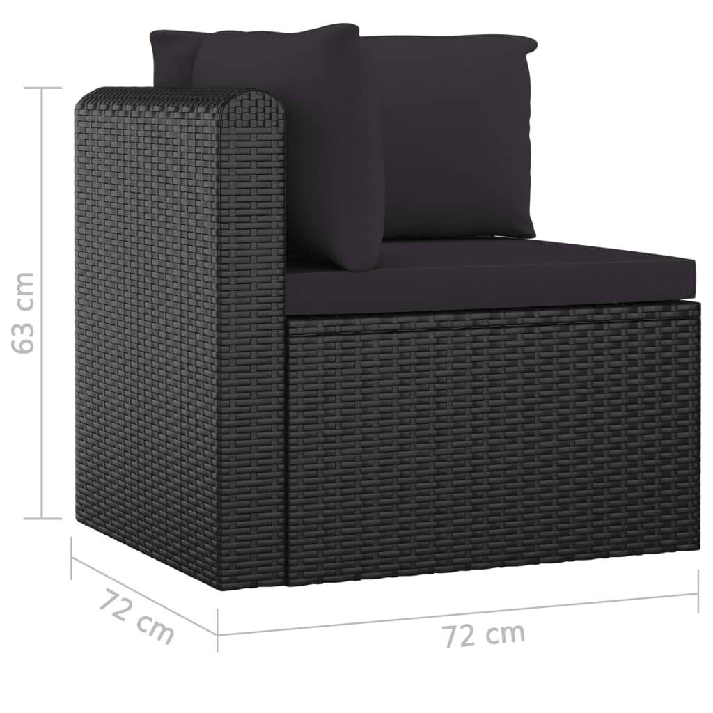 vidaXL 9 Piece Patio Lounge Set with Cushions Poly Rattan Black-12