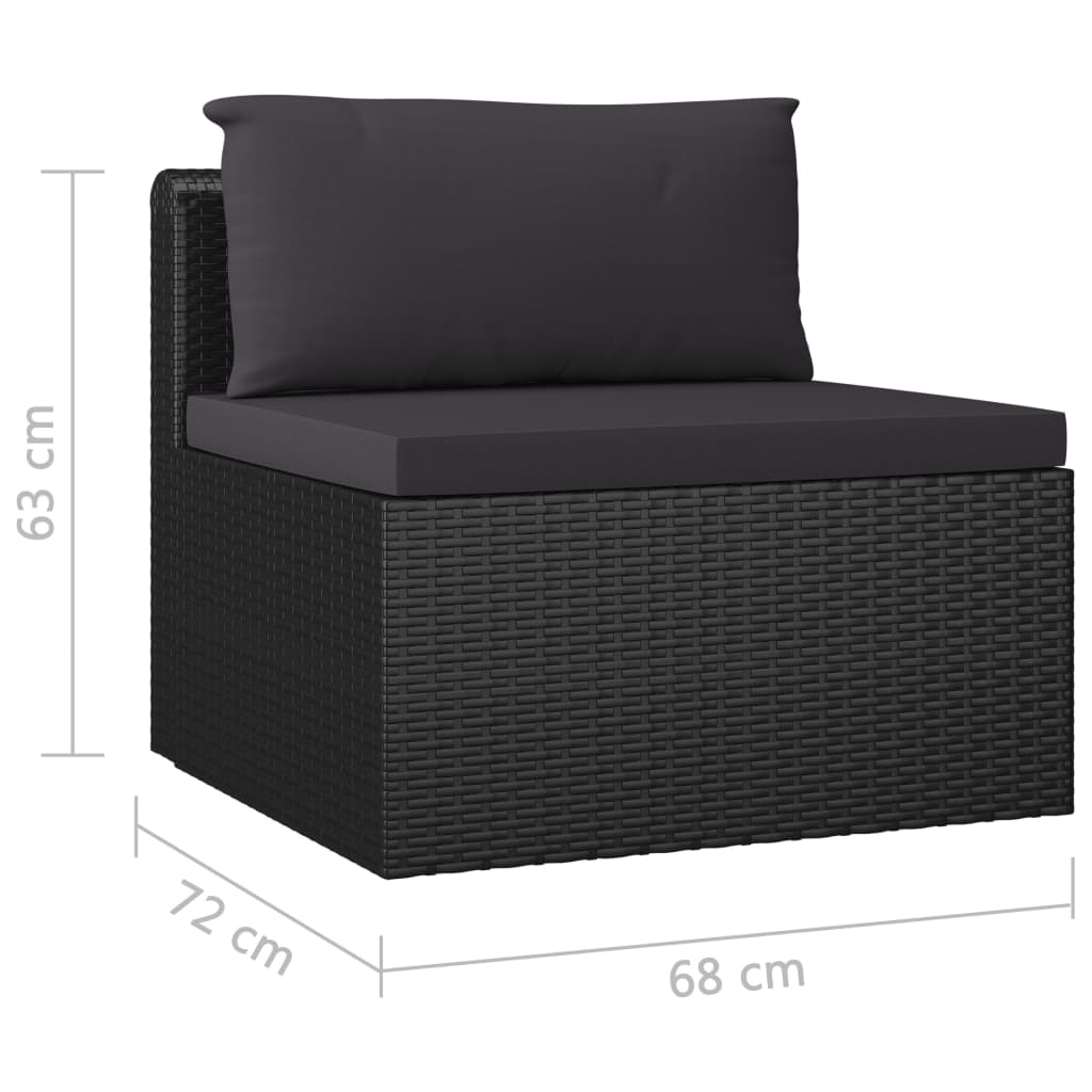vidaXL 10 Piece Patio Lounge Set with Cushions Poly Rattan Black-0