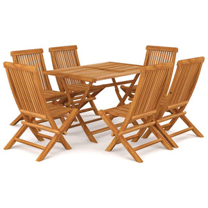 vidaXL 7 Piece Patio Dining Set Solid Teak Wood-0