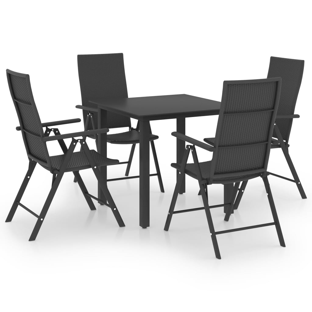 vidaXL Patio Dining Set Outdoor Dining Set Garden Table and Chair Set Black-19