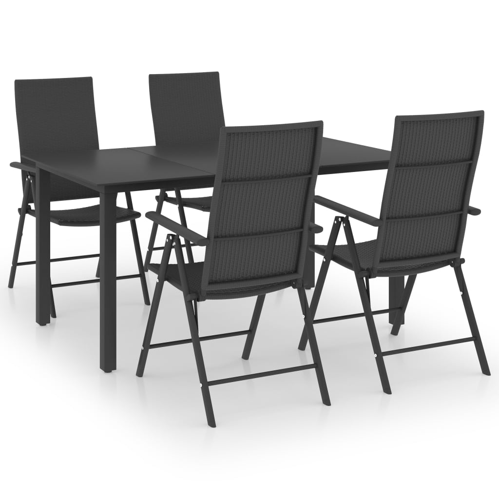 vidaXL Patio Dining Set Outdoor Dining Set Garden Table and Chair Set Black-34