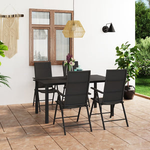 vidaXL Patio Dining Set Outdoor Dining Set Garden Table and Chair Set Black-29