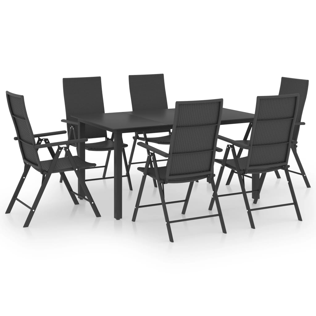 vidaXL Patio Dining Set Outdoor Dining Set Garden Table and Chair Set Black-20