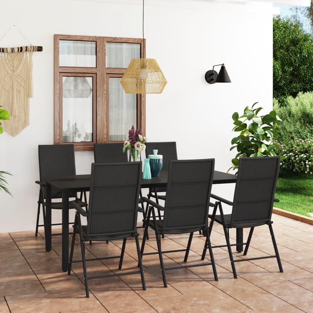 vidaXL Patio Dining Set Outdoor Dining Set Garden Table and Chair Set Black-30