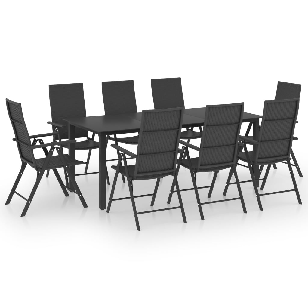 vidaXL Patio Dining Set Outdoor Dining Set Garden Table and Chair Set Black-4