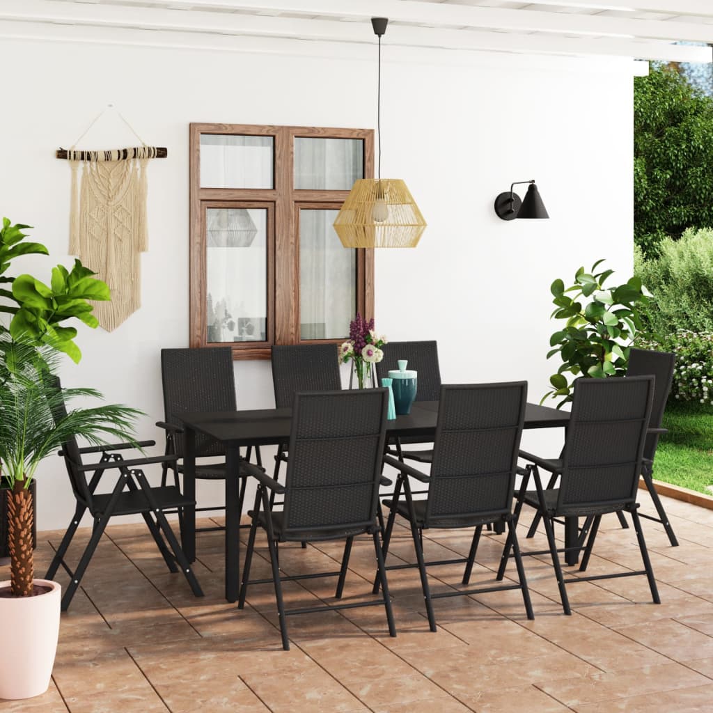 vidaXL Patio Dining Set Outdoor Dining Set Garden Table and Chair Set Black-45