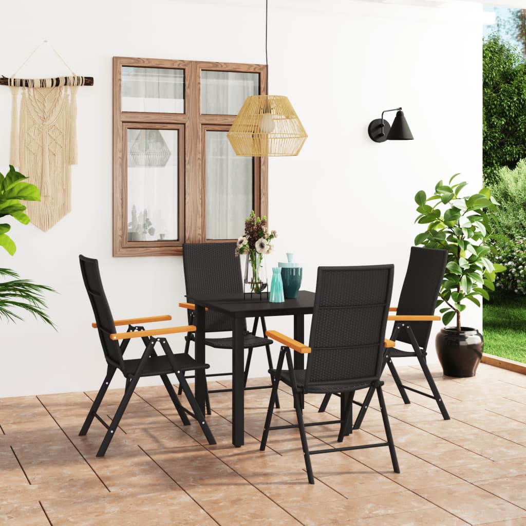 vidaXL Patio Dining Set Outdoor Dining Table and Chair Set Black and Brown-12