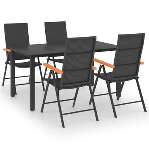 vidaXL Patio Dining Set Outdoor Dining Table and Chair Set Black and Brown-8