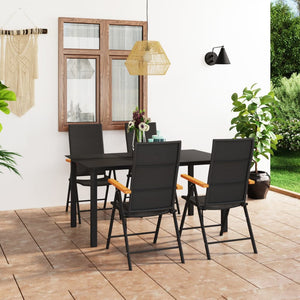 vidaXL Patio Dining Set Outdoor Dining Table and Chair Set Black and Brown-3