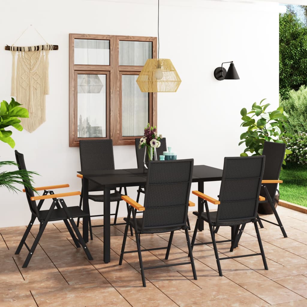 vidaXL Patio Dining Set Outdoor Dining Table and Chair Set Black and Brown-18