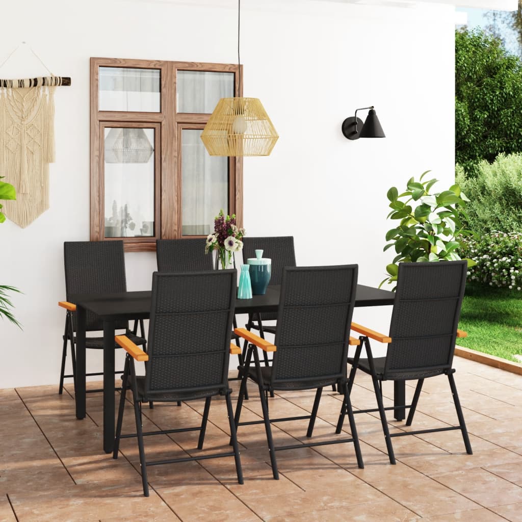 vidaXL Patio Dining Set Outdoor Dining Table and Chair Set Black and Brown-27