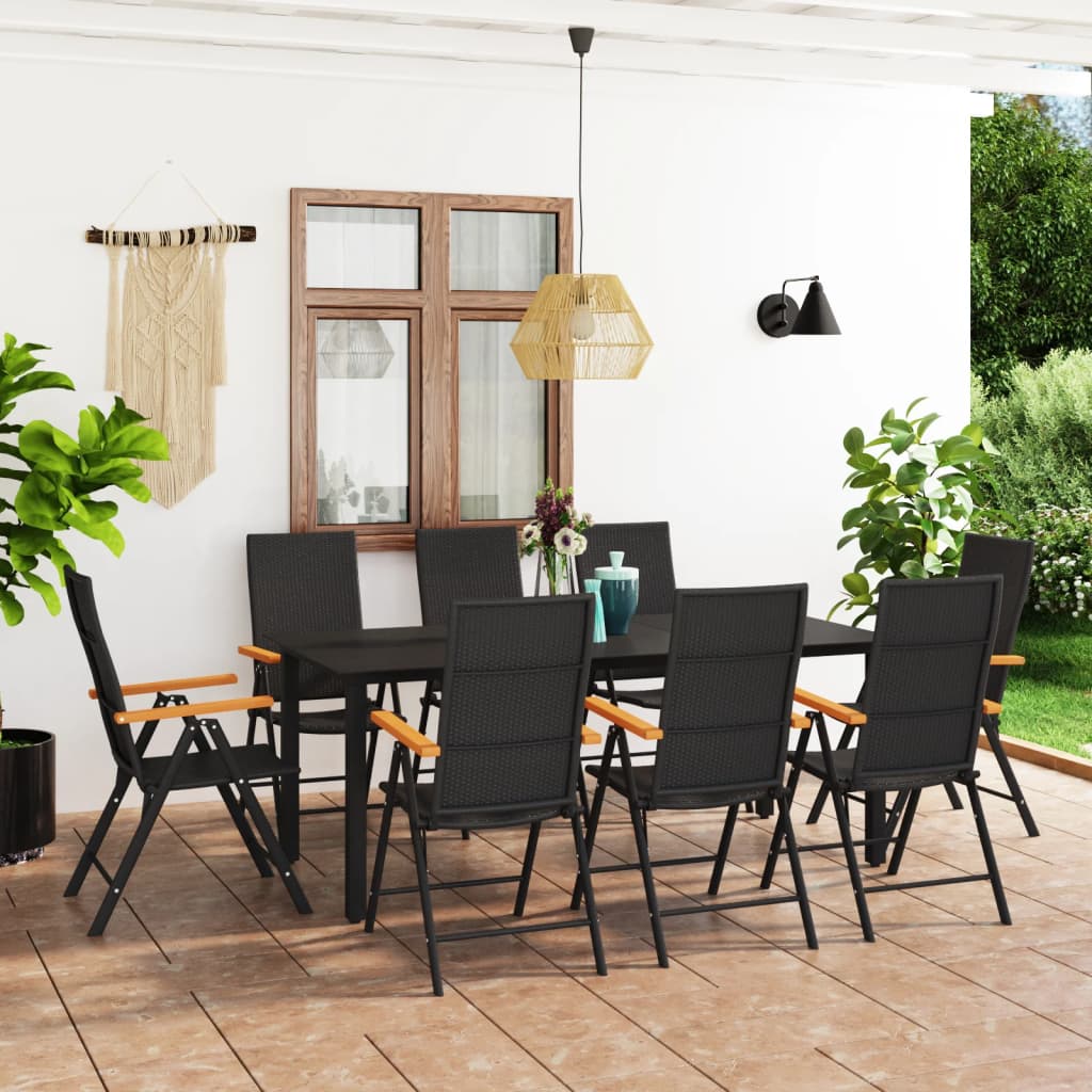 vidaXL Patio Dining Set Outdoor Dining Table and Chair Set Black and Brown-33