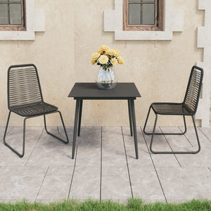 vidaXL Patio Dining Set Table and Chairs Patio Furniture Set PVC Rattan Black-34