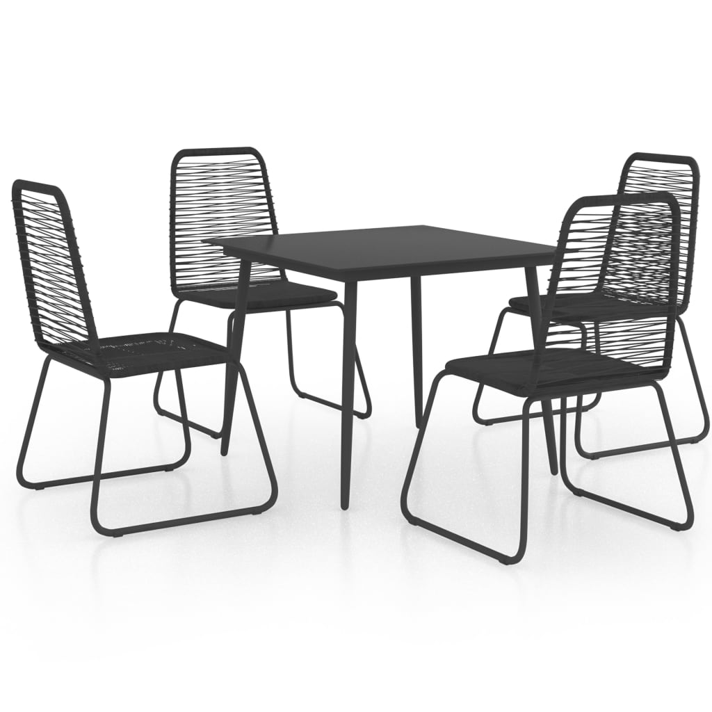 vidaXL Patio Dining Set Table and Chairs Patio Furniture Set PVC Rattan Black-17