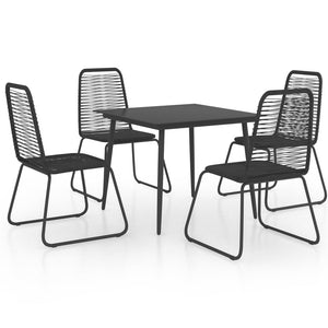 vidaXL Patio Dining Set Table and Chairs Patio Furniture Set PVC Rattan Black-17