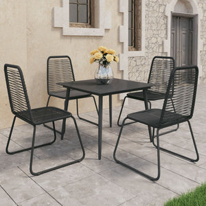 vidaXL Patio Dining Set Table and Chairs Patio Furniture Set PVC Rattan Black-38