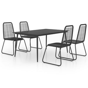 vidaXL Patio Dining Set Table and Chairs Patio Furniture Set PVC Rattan Black-29