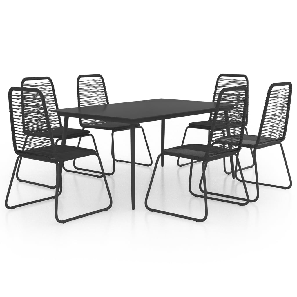 vidaXL Patio Dining Set Table and Chairs Patio Furniture Set PVC Rattan Black-41