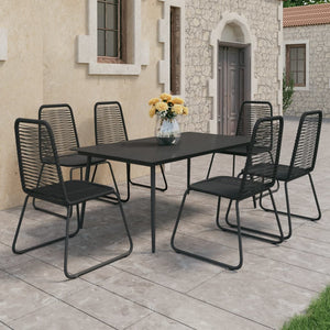 vidaXL Patio Dining Set Table and Chairs Patio Furniture Set PVC Rattan Black-7