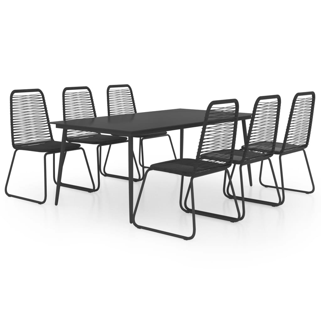 vidaXL Patio Dining Set Table and Chairs Patio Furniture Set PVC Rattan Black-9