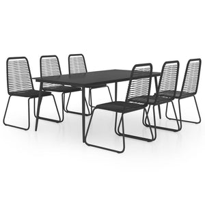 vidaXL Patio Dining Set Table and Chairs Patio Furniture Set PVC Rattan Black-9