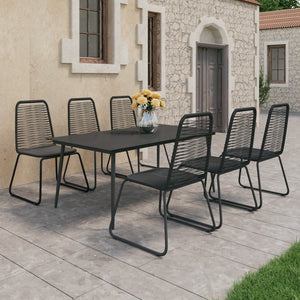 vidaXL Patio Dining Set Table and Chairs Patio Furniture Set PVC Rattan Black-16