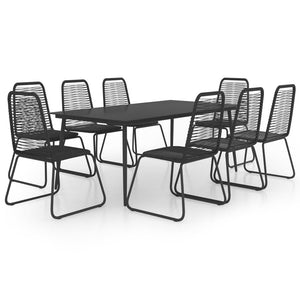 vidaXL Patio Dining Set Table and Chairs Patio Furniture Set PVC Rattan Black-22