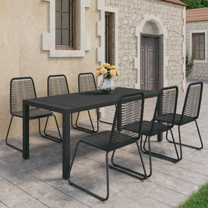 vidaXL Garden Dining Set 3/5/7/9 Pieces PVC Rattan Patio Multi Table Sizes-4