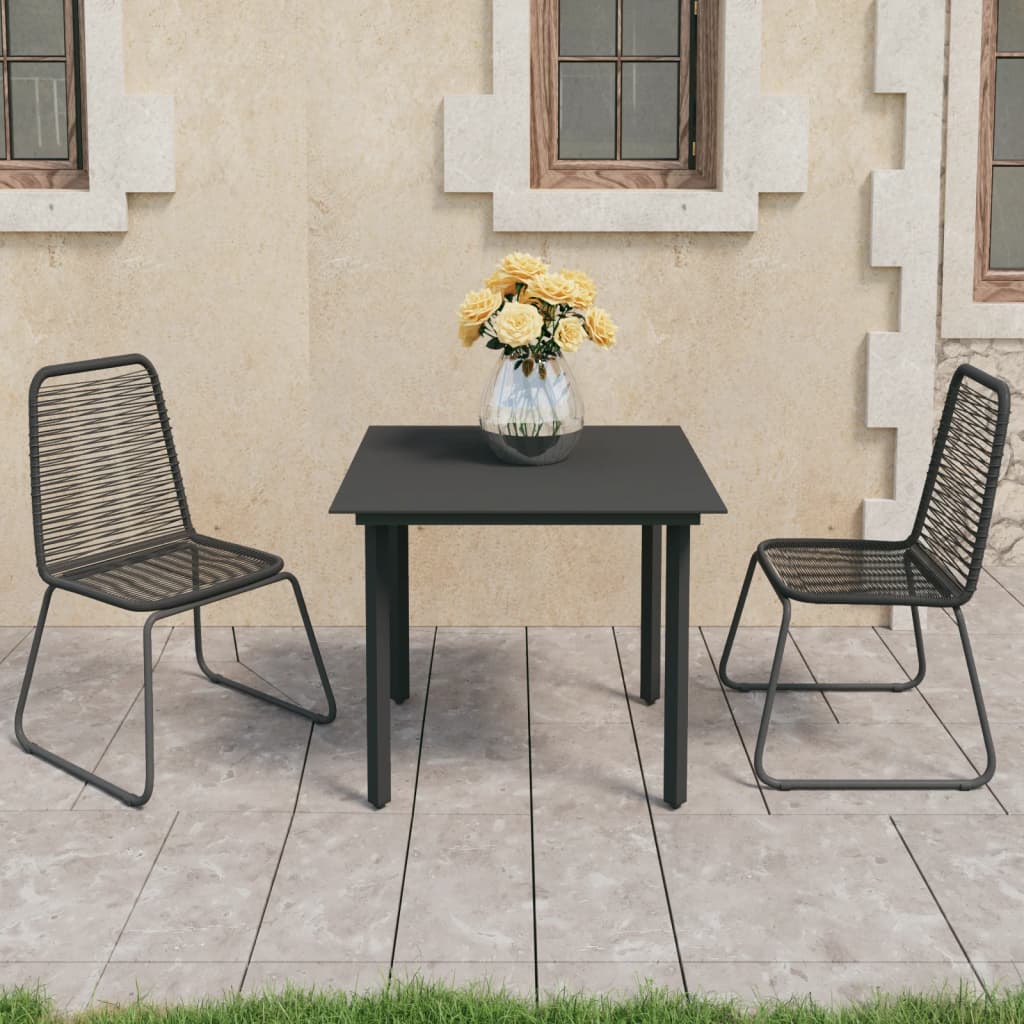 vidaXL Patio Dining Set Table and Chairs Patio Furniture Set PVC Rattan Black-40