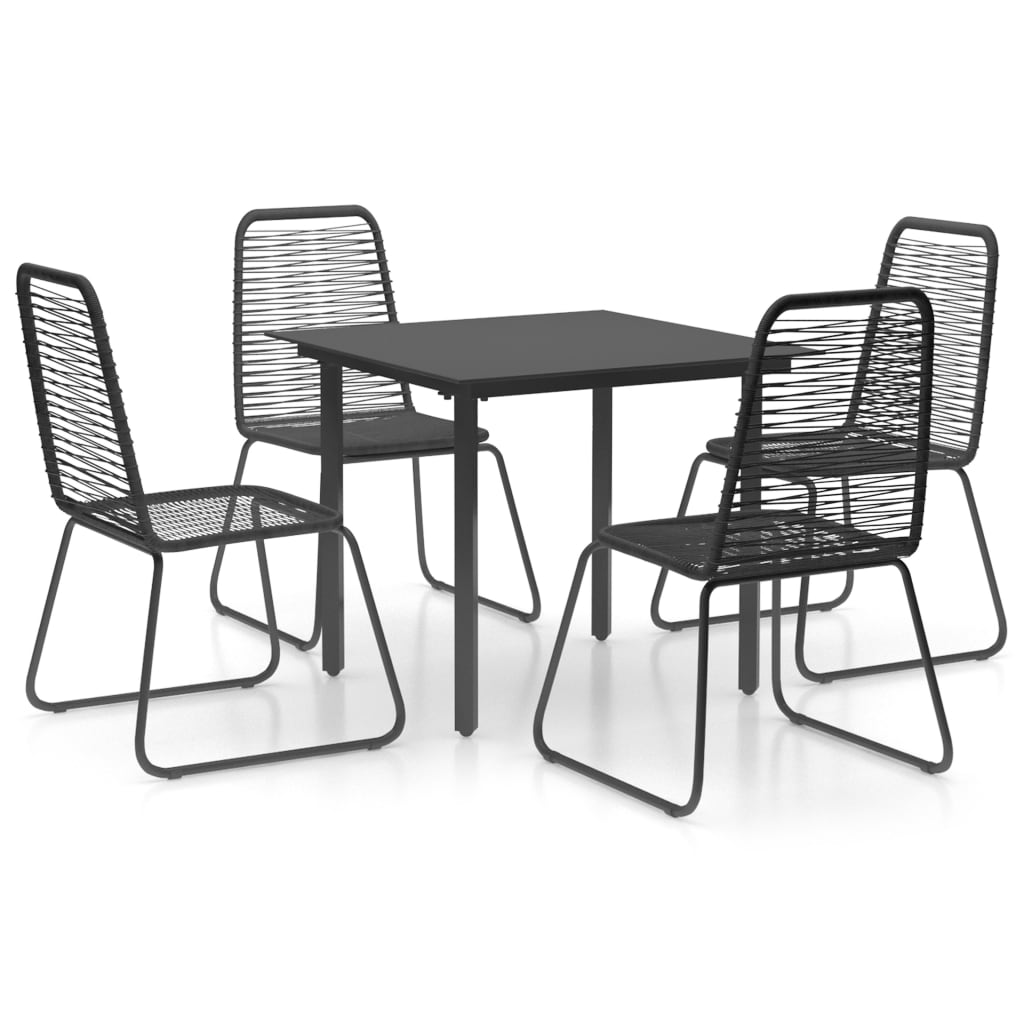 vidaXL Patio Dining Set Table and Chairs Patio Furniture Set PVC Rattan Black-17