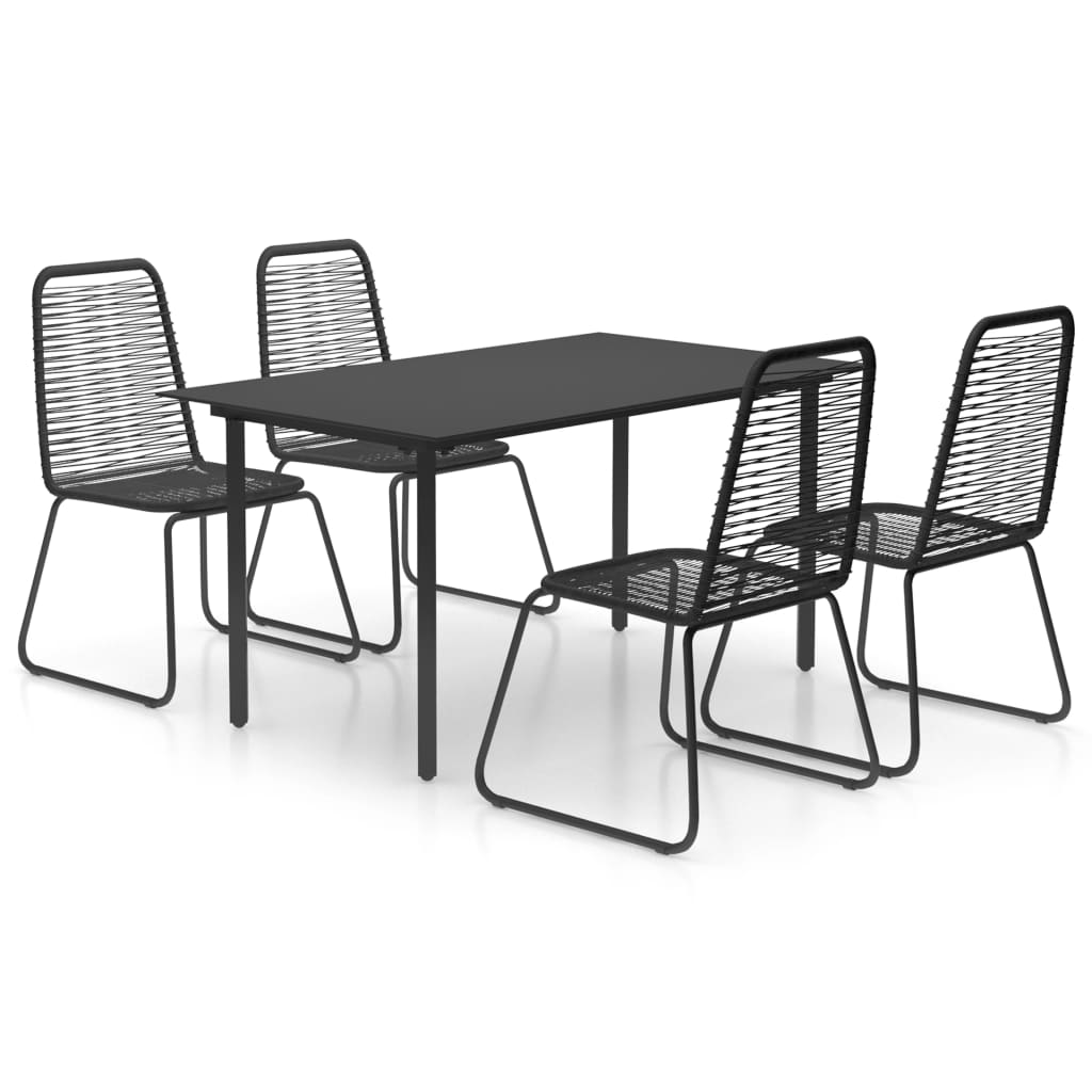 vidaXL Patio Dining Set Table and Chairs Patio Furniture Set PVC Rattan Black-32