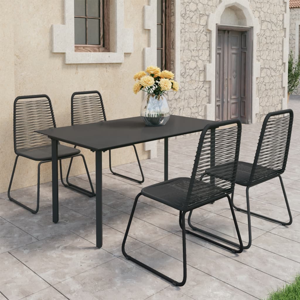 vidaXL Patio Dining Set Table and Chairs Patio Furniture Set PVC Rattan Black-1