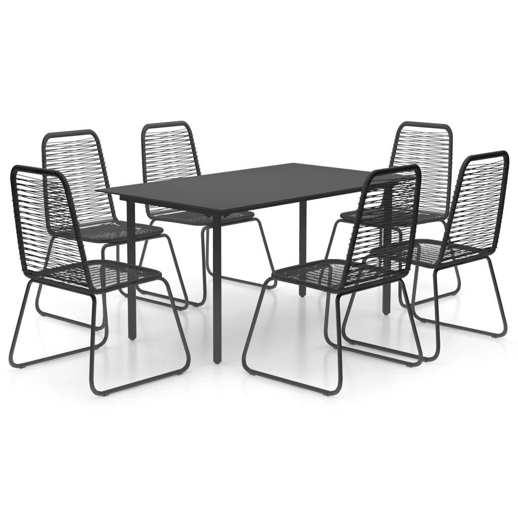 vidaXL Patio Dining Set Table and Chairs Patio Furniture Set PVC Rattan Black-47